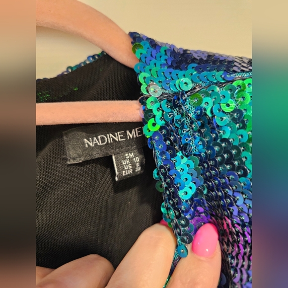 Nadine Merabi                                GIGI IRIDESCENT GREEN DRESS - Picture 6 of 7